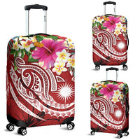 Marshall Islands Polynesian Luggage Covers - Summer Plumeria (Red) - Polynesian Pride