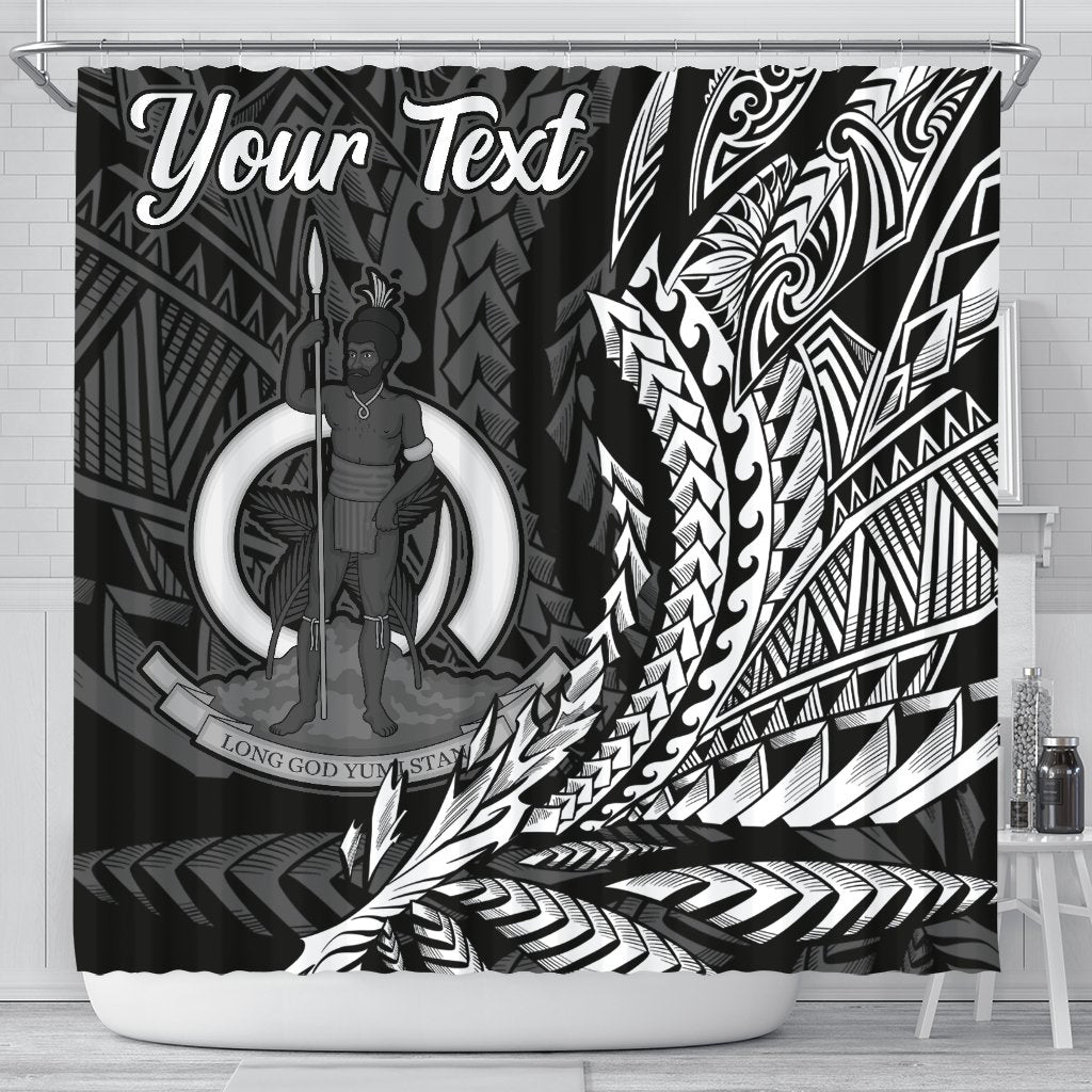 Vanuatu Shower Curtains - Custom Personalised Wings Style 177 x 172 (cm) Black - Polynesian Pride