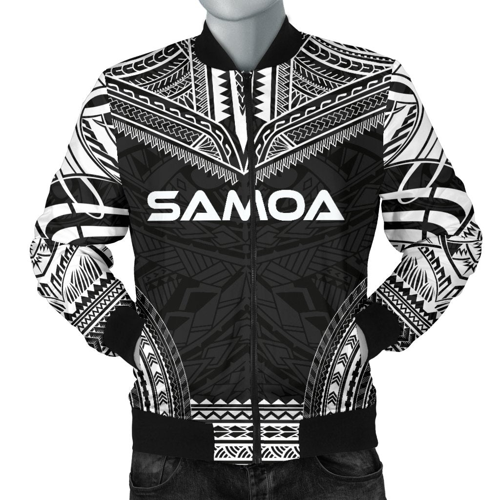 Samoa Polynesian Chief Men's Bomber Jacket - Black Version Black - Polynesian Pride