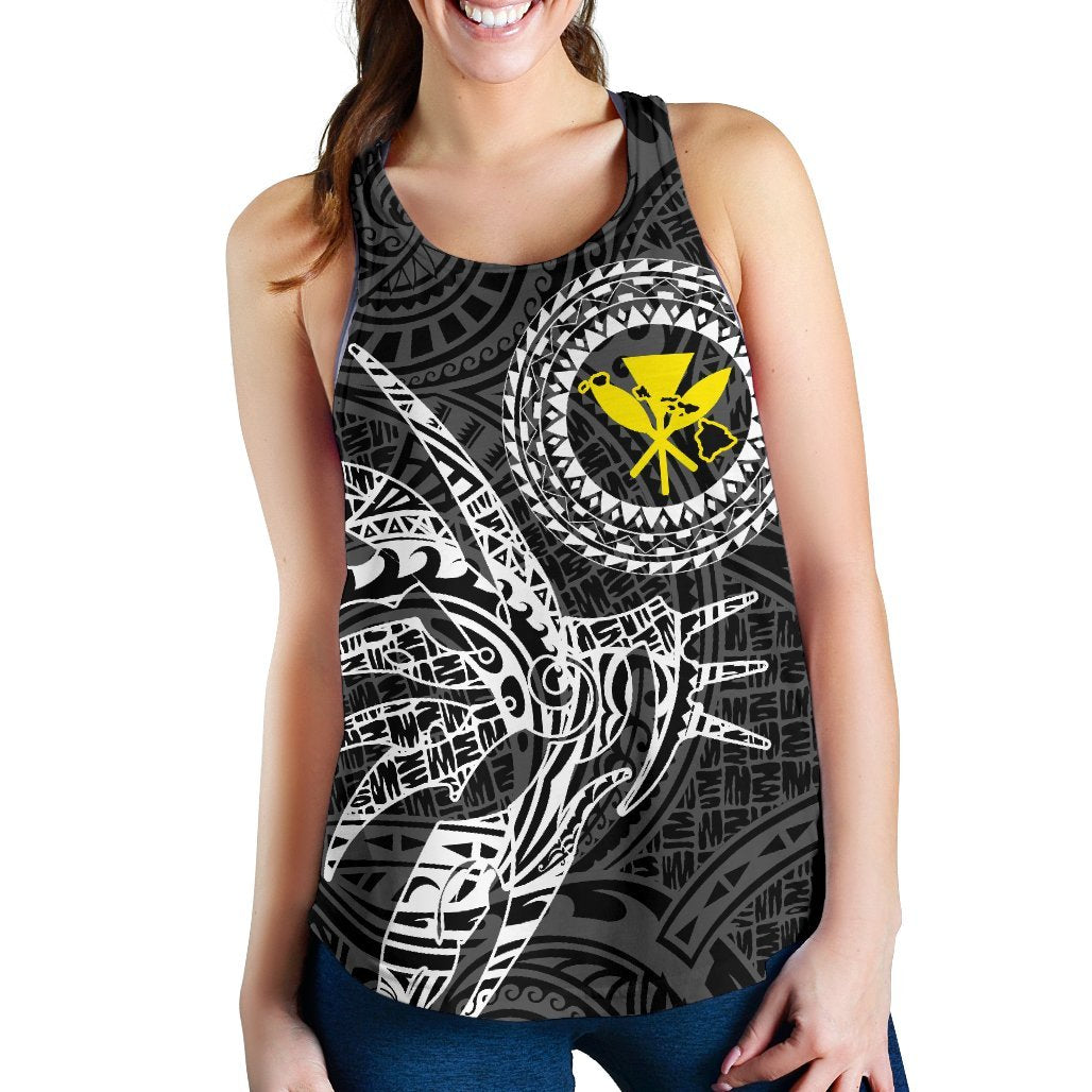 Hawaii Women's Racerback Tank Polynesian Kanaka Map Hawaiian Racerback - White - TT Style - Polynesian Pride