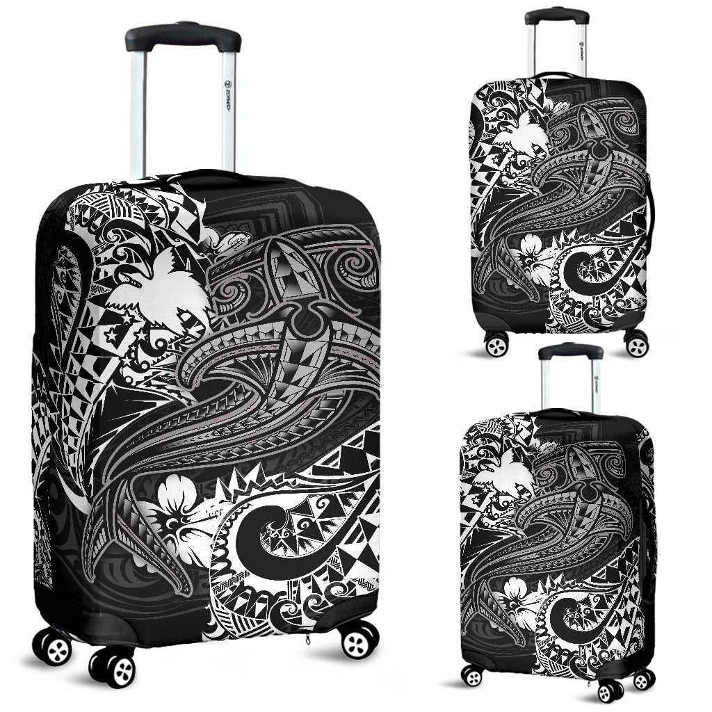 Papua New Guinea Luggage Covers - White Shark Polynesian Tattoo - Polynesian Pride
