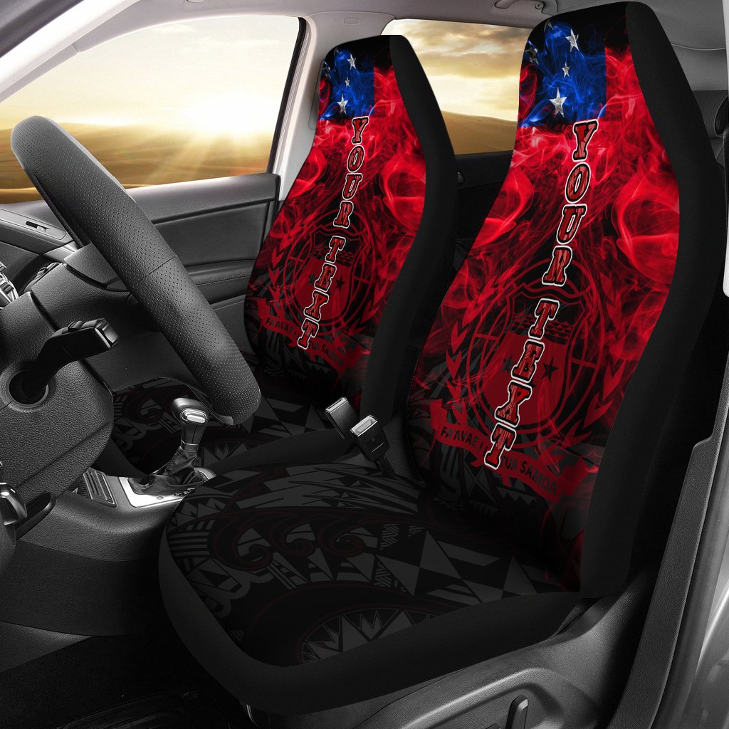 Samoa Polynesian Custom Personalised Car Seat Cover Smoking Style Universal Fit Black - Polynesian Pride