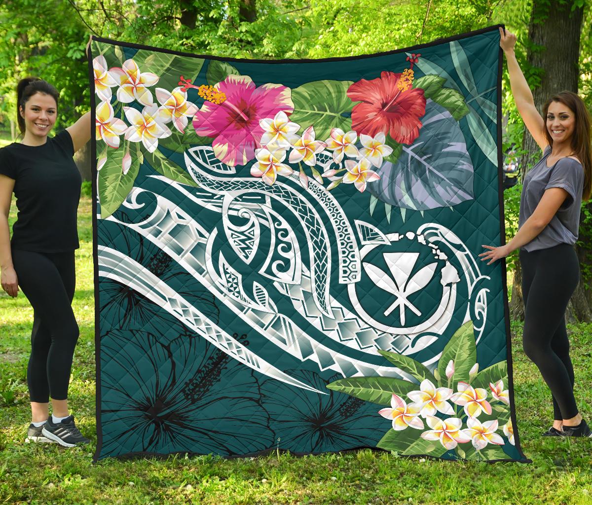 Polynesian Hawaii Kanaka Maoli Premium Quilt - Summer Plumeria - Polynesian Pride