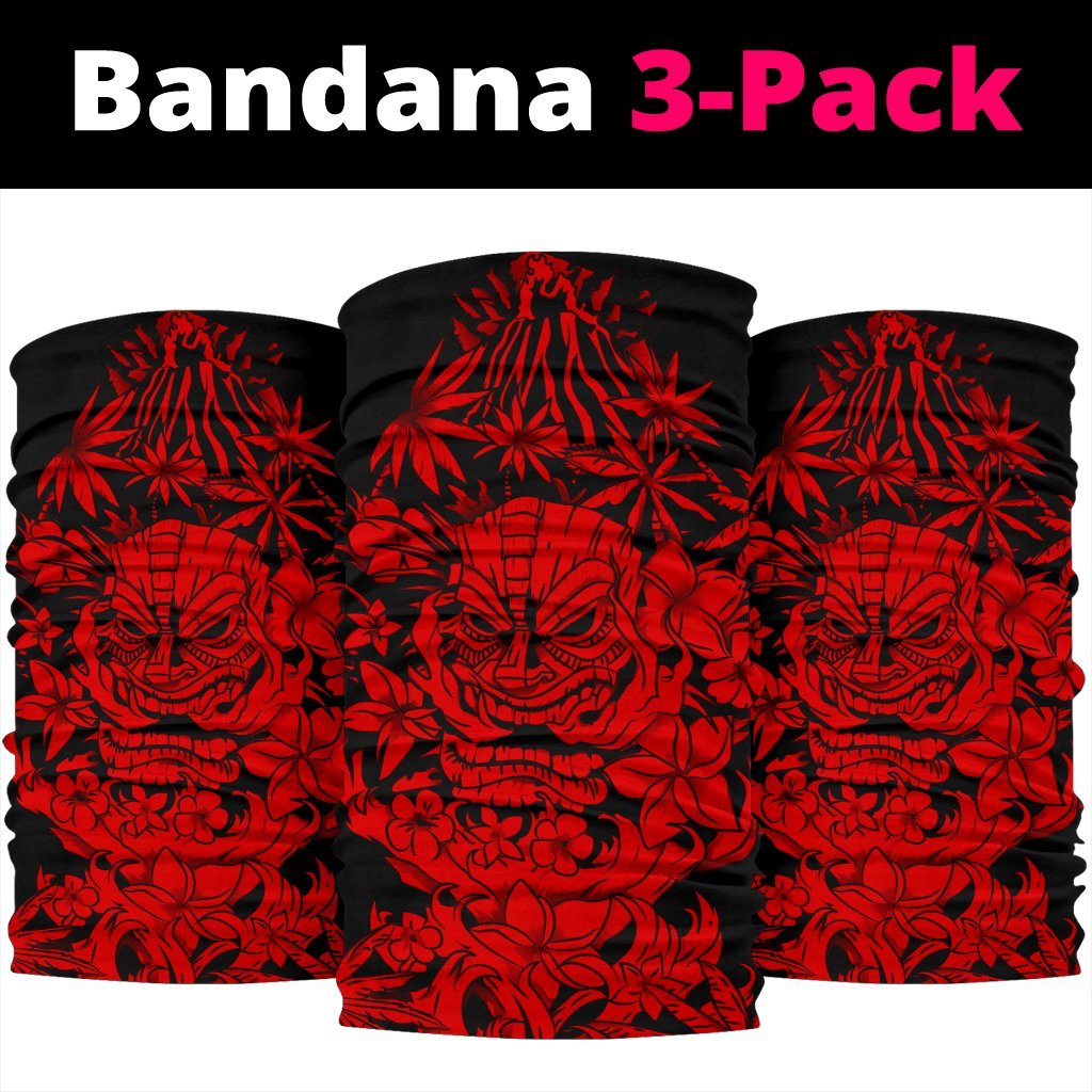 Hawaii Vocalno Flowers Tiki Bandana 3-Pack - AH - Red - Polynesian Pride