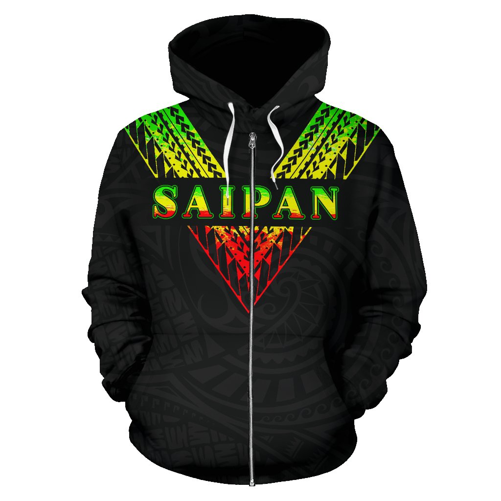 Saipan All Over Zip up Hoodie Reggae Color Sailor Style - Polynesian Pride