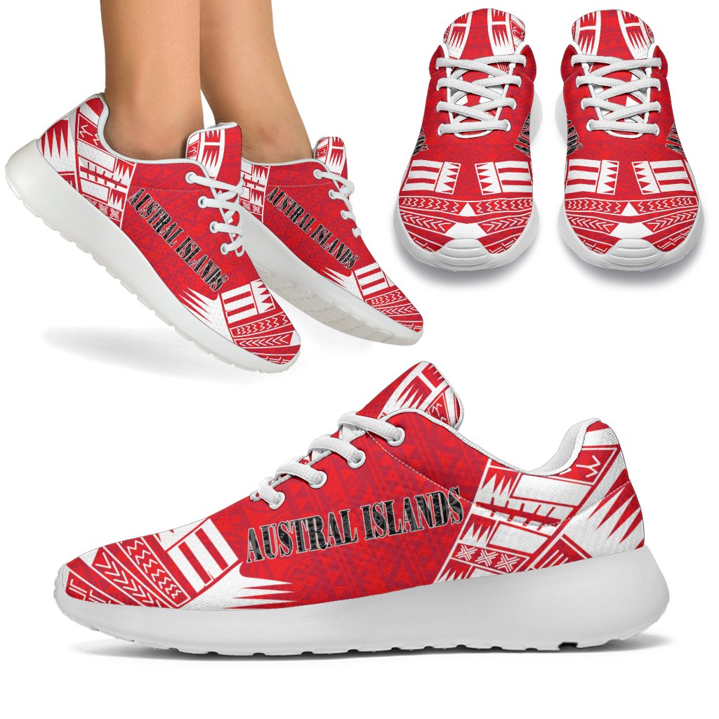 Austral Islands Sport Sneakers - Polynesian Tattoo Flag White - Polynesian Pride