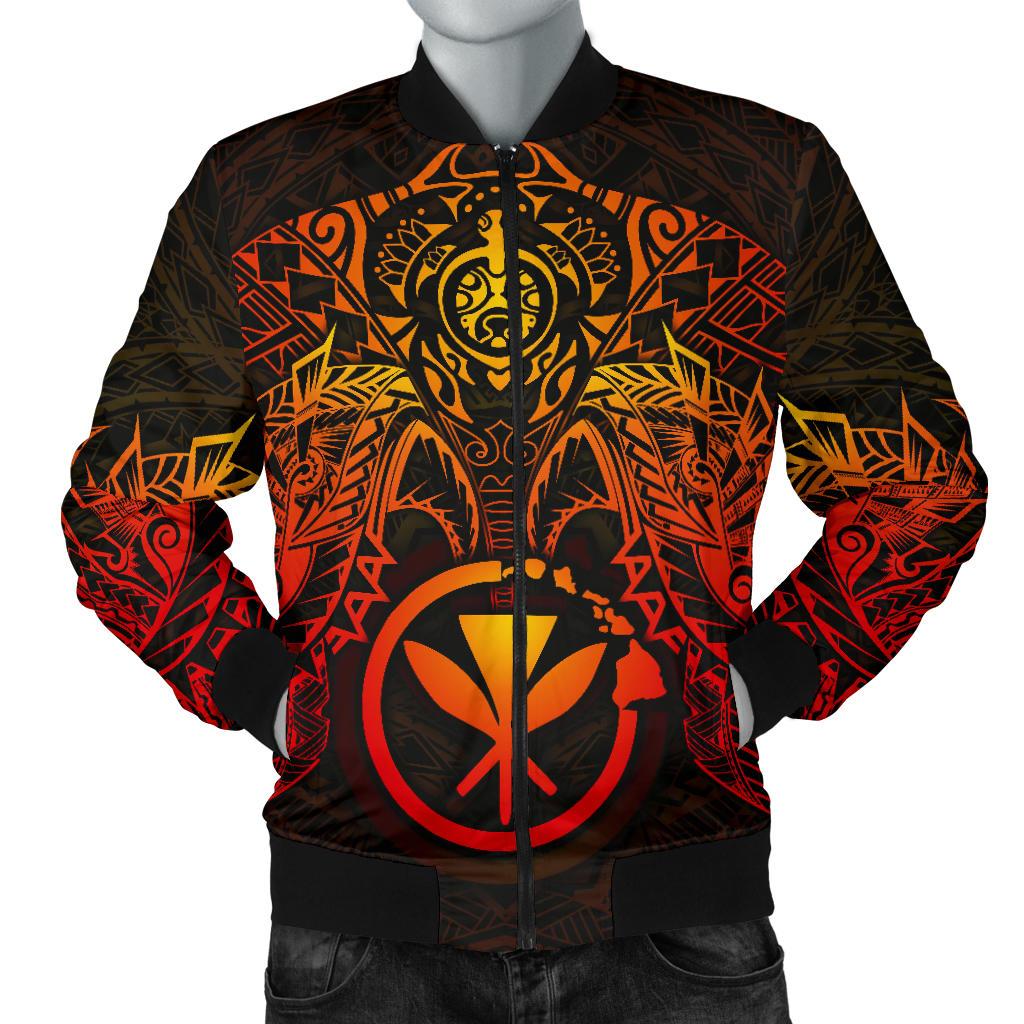 Polynesian Hawaii Bomber Jacket (Men) - Red Turtle Manta Ray Red - Polynesian Pride