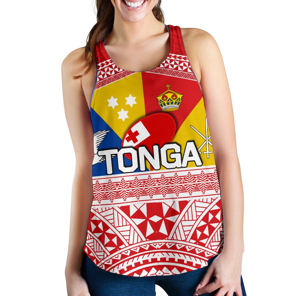 Tonga Rugby Women's Racerback Tank Special Coat Of Arms - Polynesian Pride