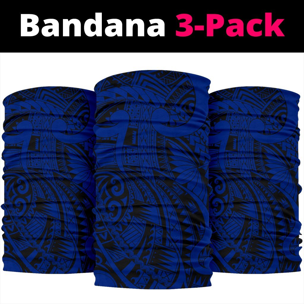 Polynesian Curly Tatau Blue Unisex Bandana One Size Blue - Polynesian Pride