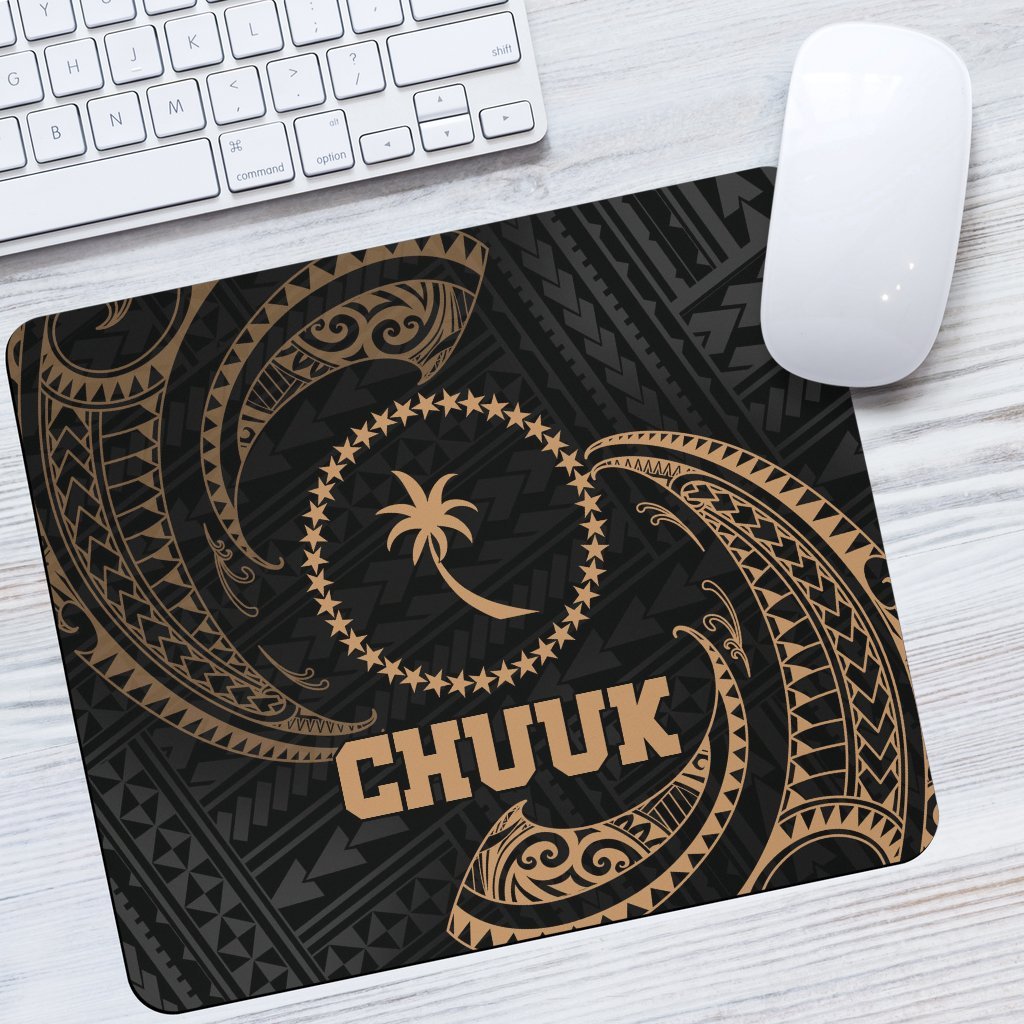 Chuuk Micronesia Mouse Pad - Gold Tribal Wave - Polynesian Pride