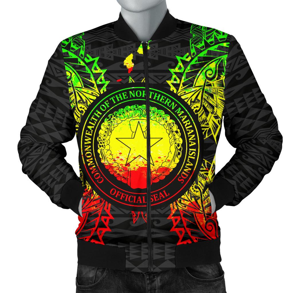 Northern Mariana Islands Polynesian Men's Bomber Jacket Map Reggae Reggae - Polynesian Pride