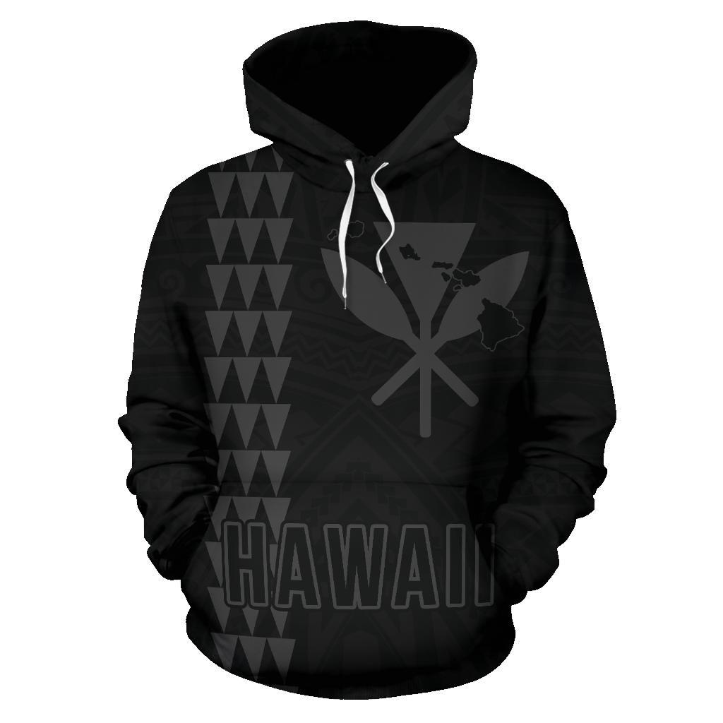 Polynesian Kakau Kanaka Map of Hawaii Hoodie Gray - Polynesian Pride