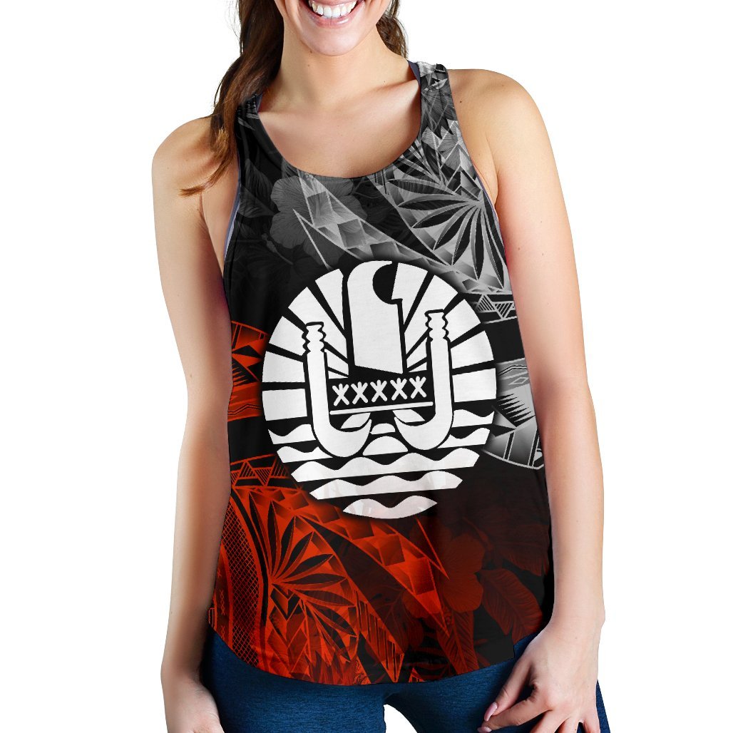 Tahiti Polynesian Women's Racerback Tank - Vintage Polynesian Turtle Black - Polynesian Pride