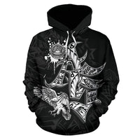 American Samoa Polynesian Hoodie Eagle Coat of rms - Polynesian Pride