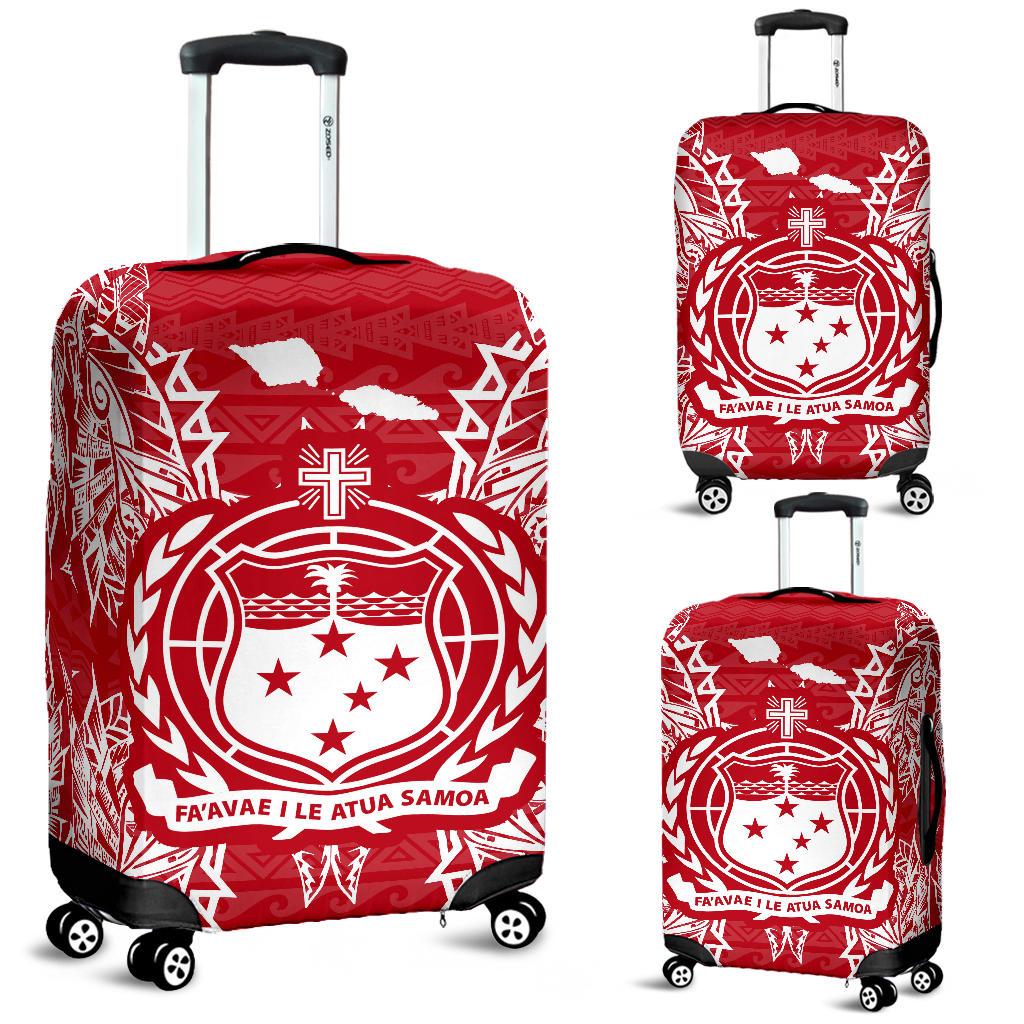 Samoa Polynesian Luggage Covers Map Red White Red - Polynesian Pride