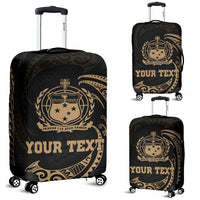 Samoa Polynesian Custom Personalised Luggage Covers - Gold Tribal Wave Black - Polynesian Pride