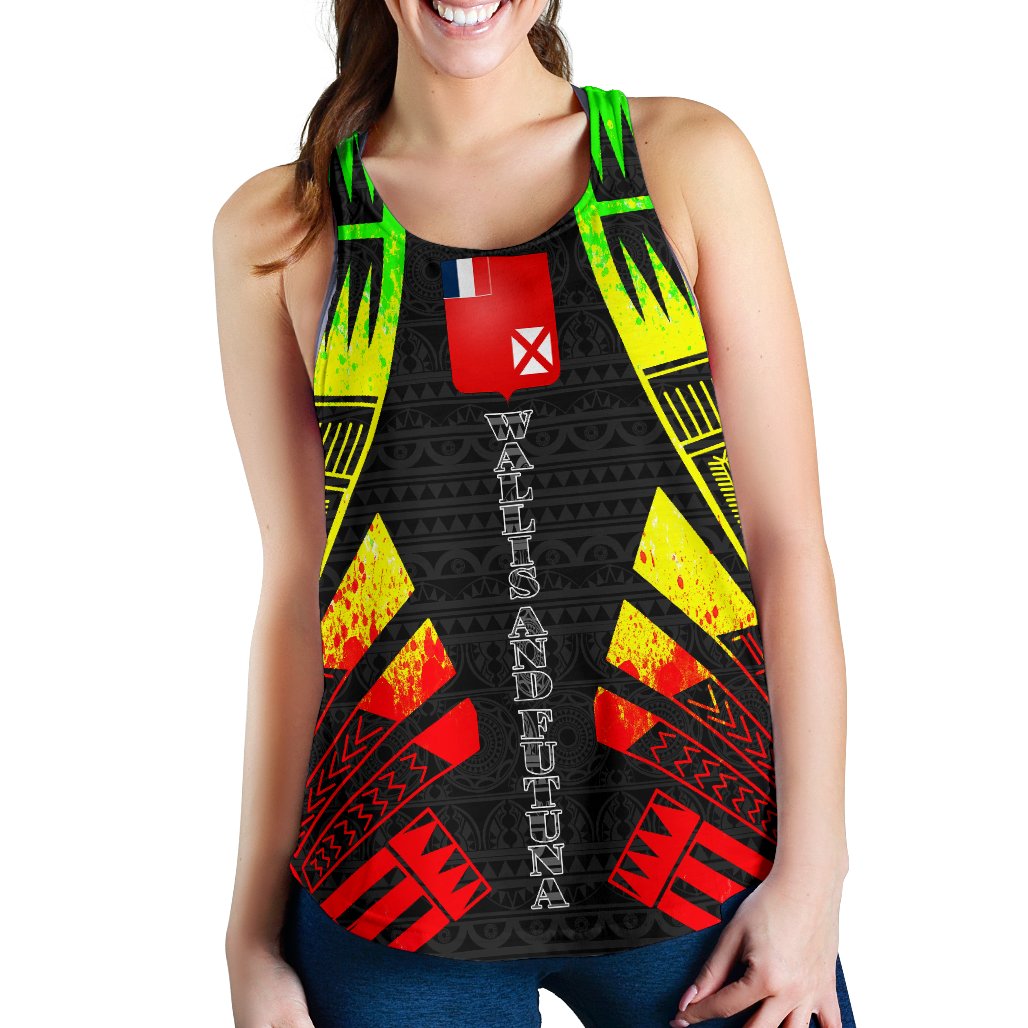 Wallis And Futuna Women Racerback Tank - Polynesian Tattoo Reggae Art - Polynesian Pride