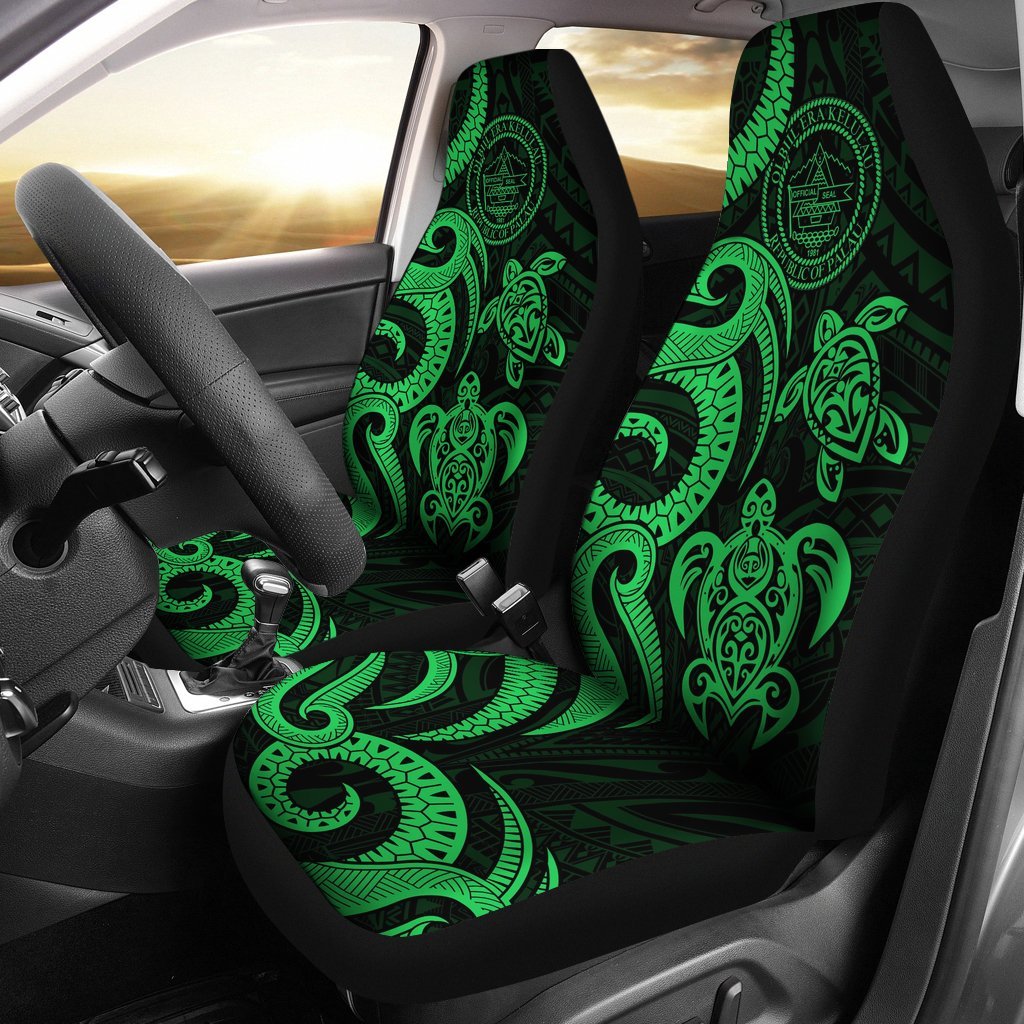 Palau Car Seat Covers - Green Tentacle Turtle Universal Fit Green - Polynesian Pride