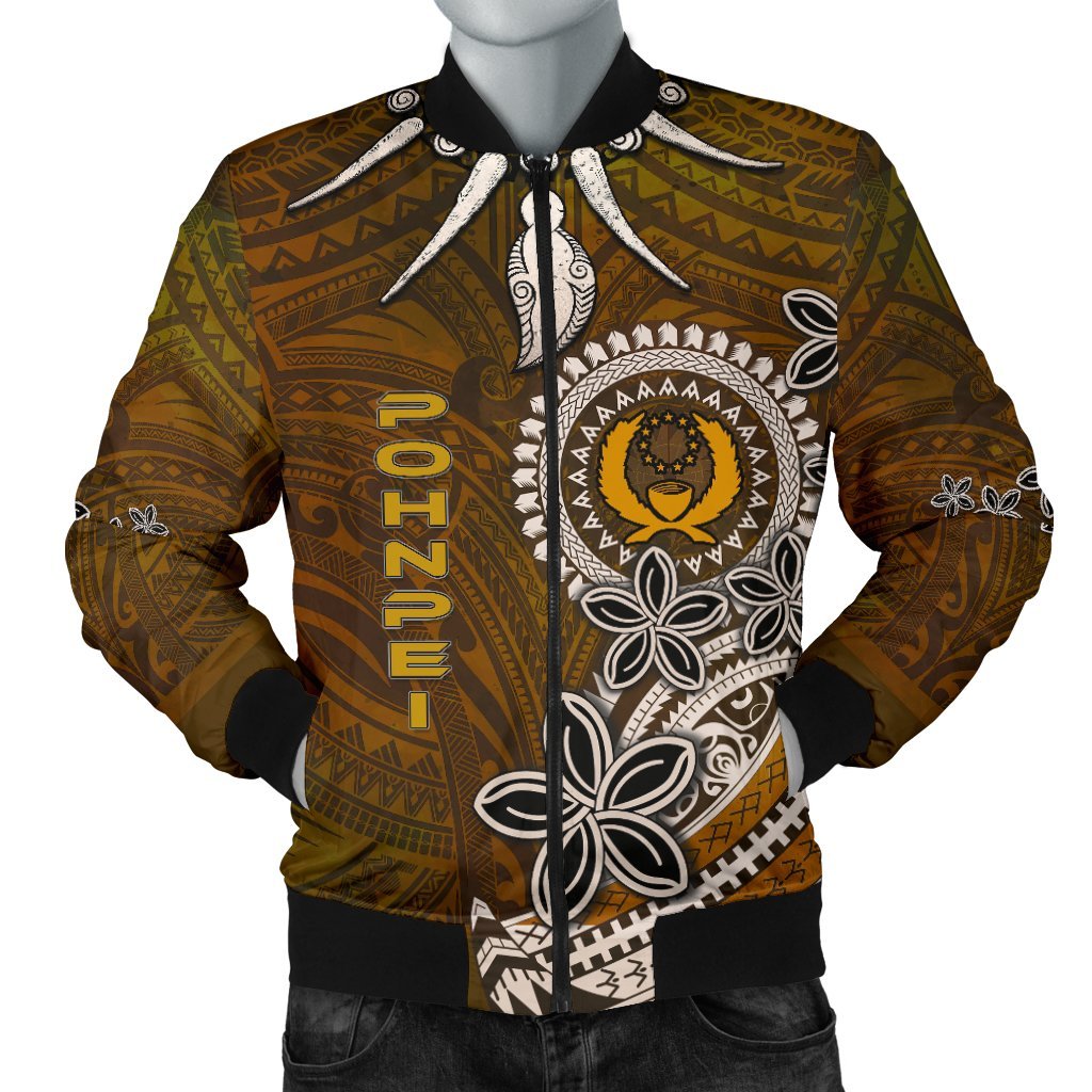 Pohnpei Men's Bomber Jacket - Polynesian Boar Tusk - Polynesian Pride