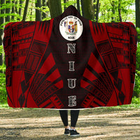 Niue Hooded Blanket - Polynesian Tattoo Red Hooded Blanket Red - Polynesian Pride