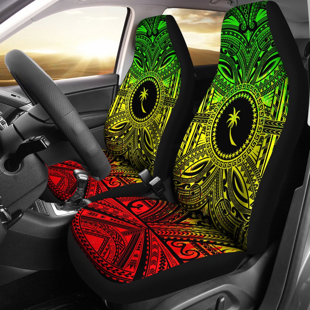 Chuuk Car Seat Cover - Chuuk Coat Of Arms Polynesian Reggae Style Universal Fit Reggae - Polynesian Pride