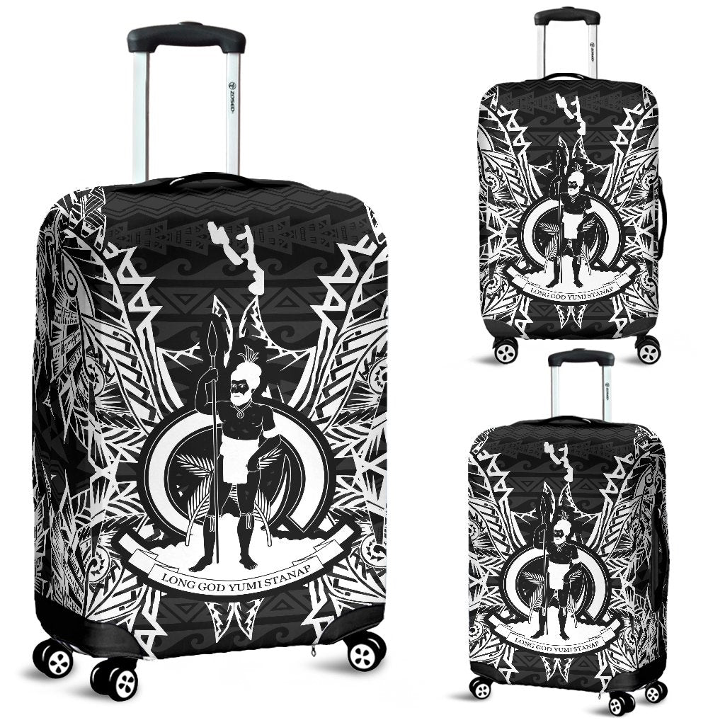 Vanuatu Polynesian Luggage Covers Map Black Black - Polynesian Pride