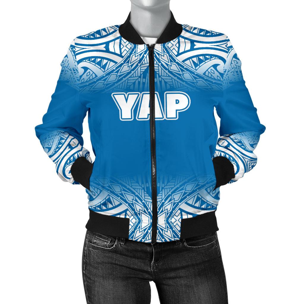Yap Women's Bomber Jacket - Fog Blue Style Blue - Polynesian Pride