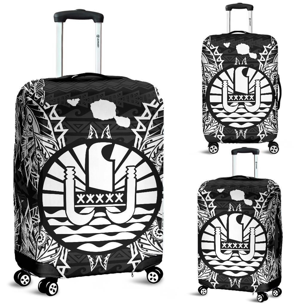 French Polynesia Polynesian Luggage Covers Map Black Black - Polynesian Pride