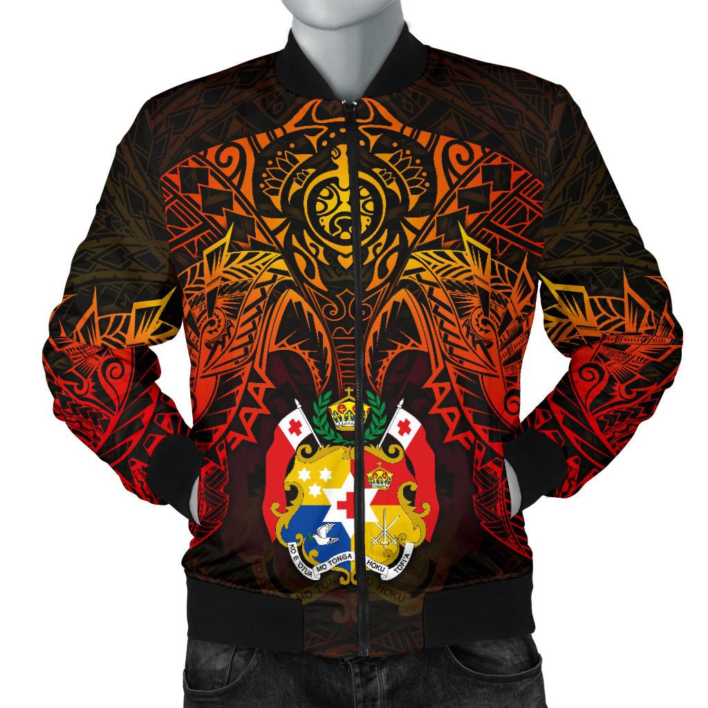 Tonga Polynesian Bomber Jacket (Men) - Red Manta Ray Red - Polynesian Pride