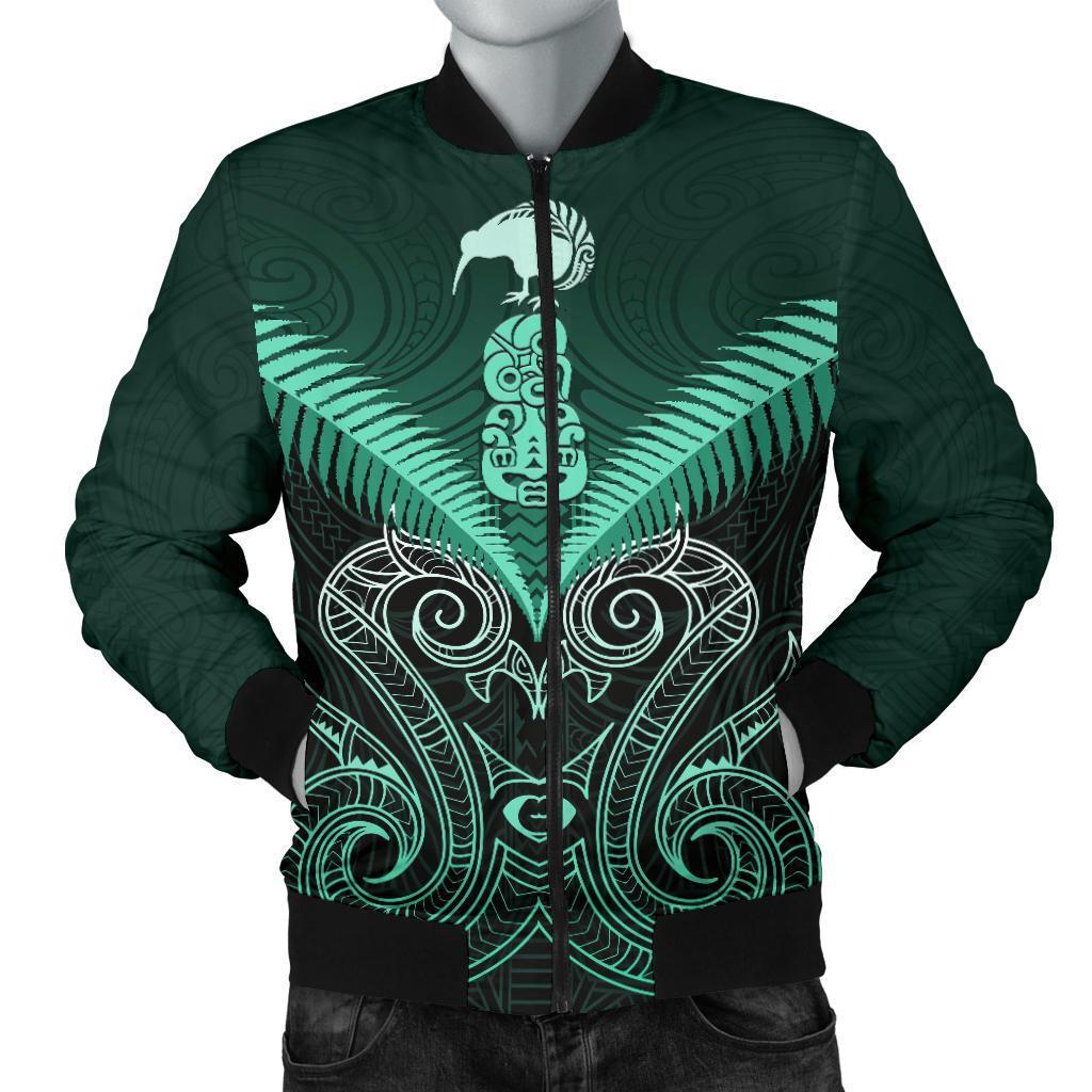 Maori Manaia New Zealand Men Bomber Jacket Turquoise Turquoise - Polynesian Pride