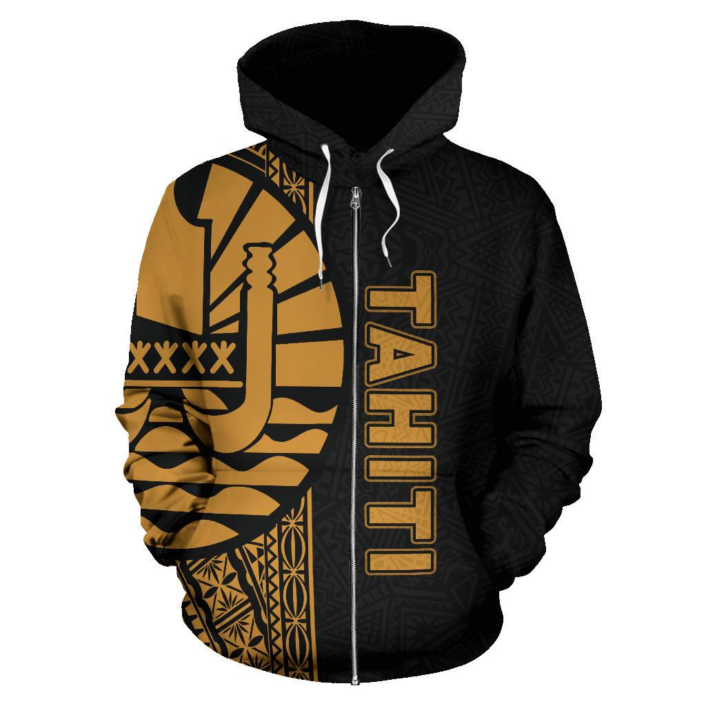Tahiti (French Polynesia) Polynesian Zip up Hoodie Yellow Line - Polynesian Pride