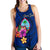 Guam Polynesian Custom Personalised Women's Racerback Tank - Floral With Seal Blue - Polynesian Pride