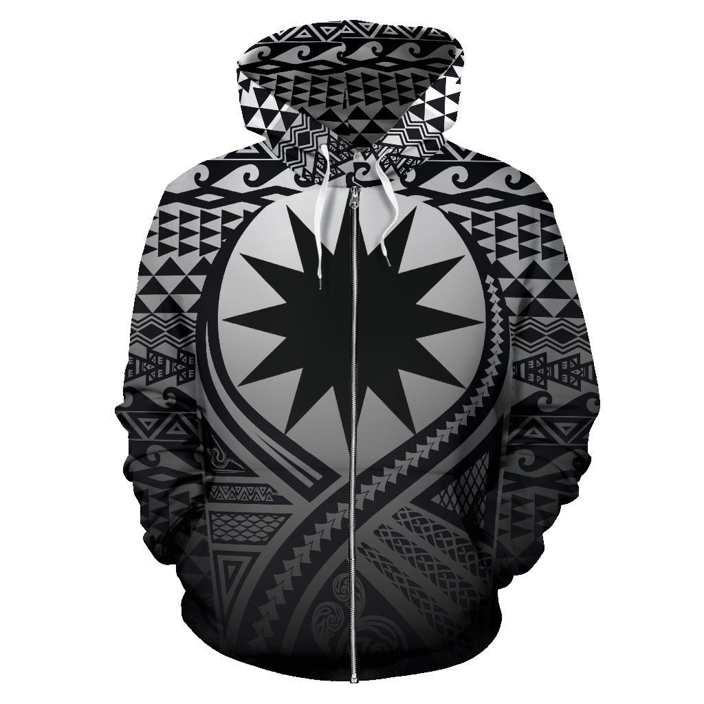 Nauru All Over Zip up Hoodie Lift up Black - Polynesian Pride