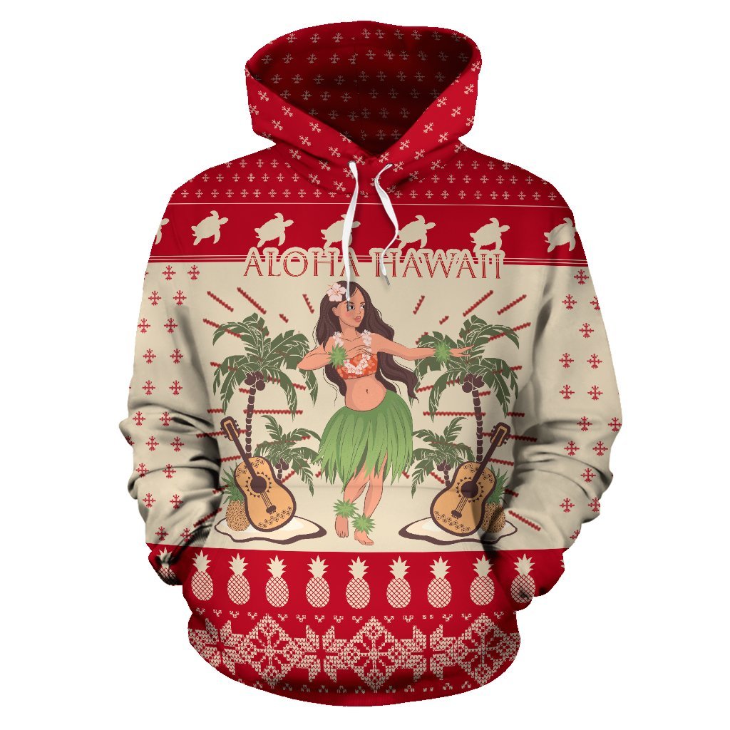 Hawaii Hoodie Aloha Hawaii Dancing Girl Ukulele Pattern - Polynesian Pride