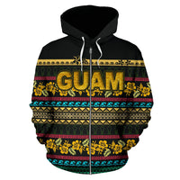 Guam Polynesian Zip up Hoodie Guaman Latte Stone Pattern Color - Polynesian Pride