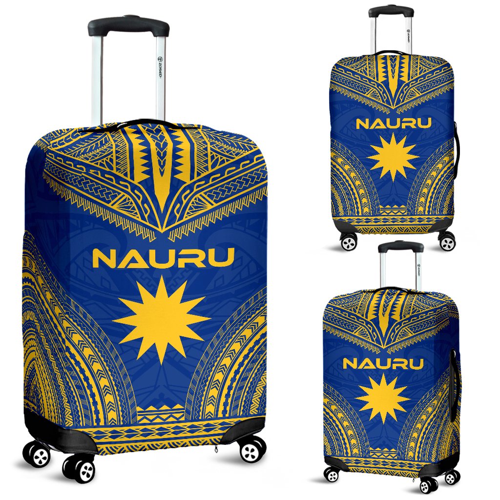 Nauru Flag Polynesian Chief Luggage Cover Blue - Polynesian Pride