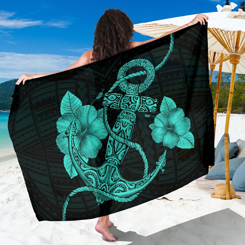 Anchor Turquoise Poly Tribal Sarong Sarong - 1 44*66 Inch Turquoise - Polynesian Pride