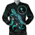 Chuuk Polynesian Men's Bomber Jacket - Turtle With Blooming Hibiscus Turquoise Turquoise - Polynesian Pride