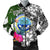 Federated States of Micronesia Men's Bomber Jacket White - Turtle Plumeria Banana Leaf White - Polynesian Pride