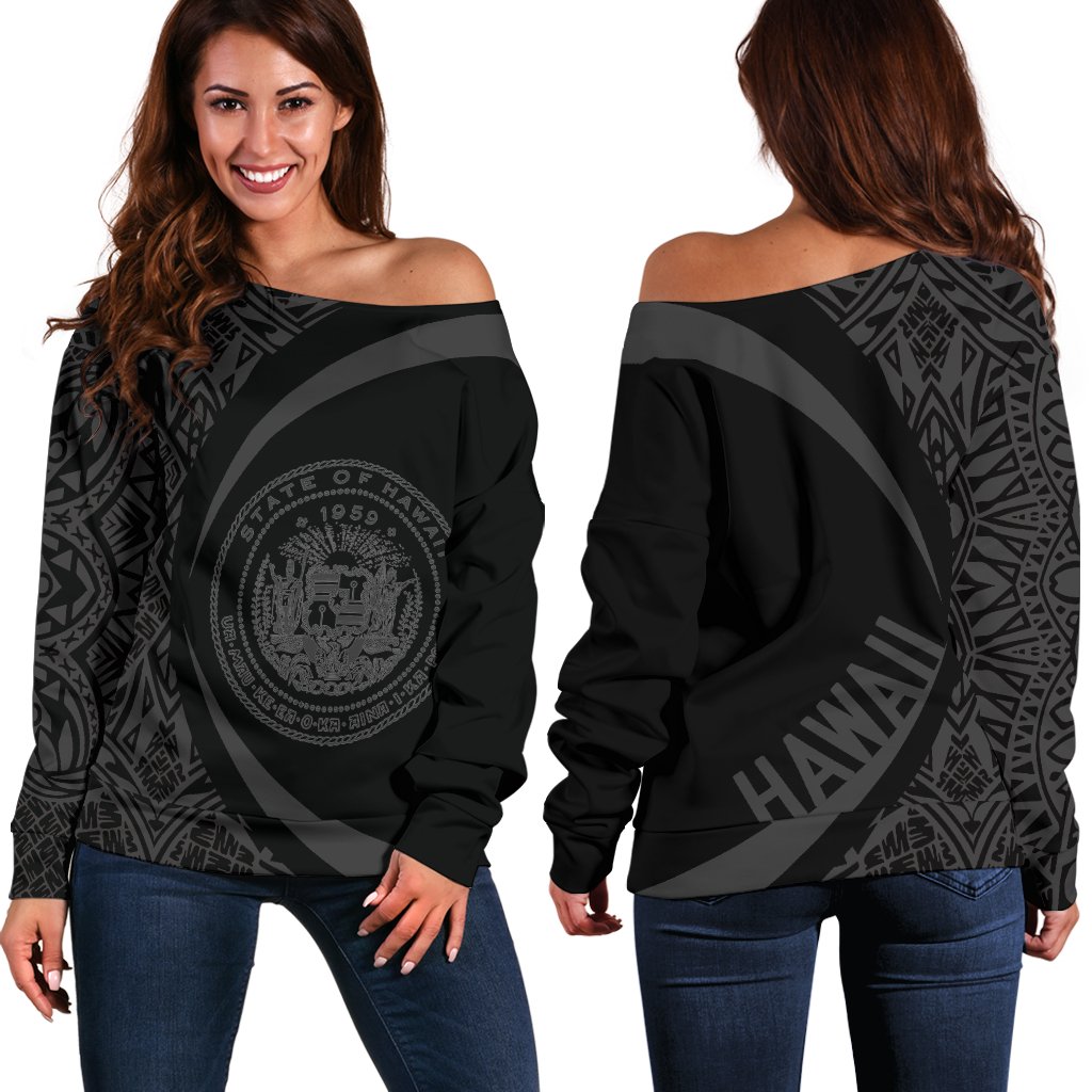 Hawaii Polynesian Women's Off Shoulder Sweater 01 White - Polynesian Pride