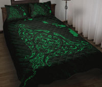 Rays Hawaii Map Polynesian Quilt Bed Set - Green - Polynesian Pride