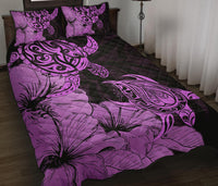 Hawaii Turtle Quilt Bed Set Polynesian Hibiscus Art Pink AH - Polynesian Pride