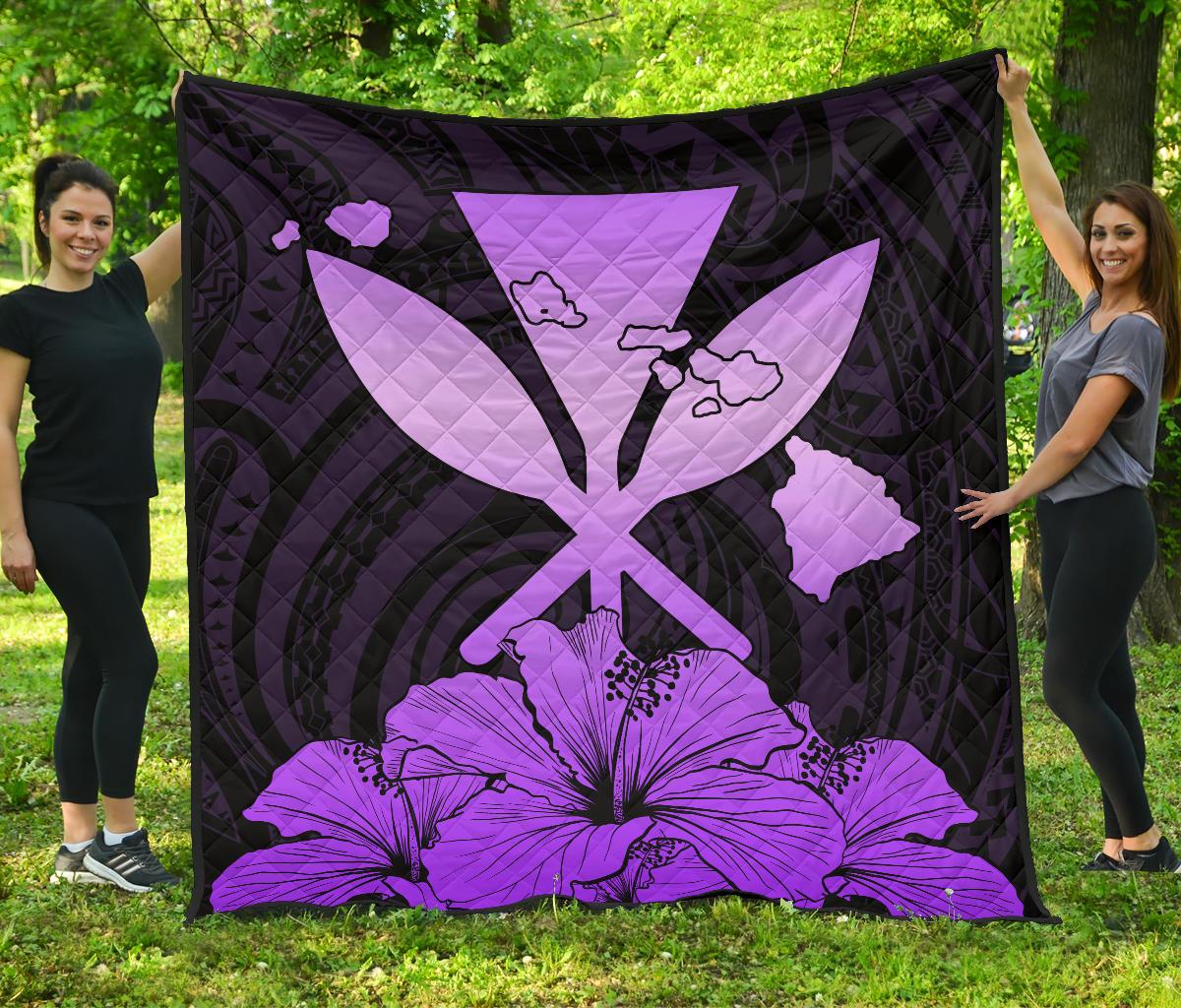 Hawaiian Kanaka Premium Quilt Hibiscus Polynesian Love Violet Violet - Polynesian Pride