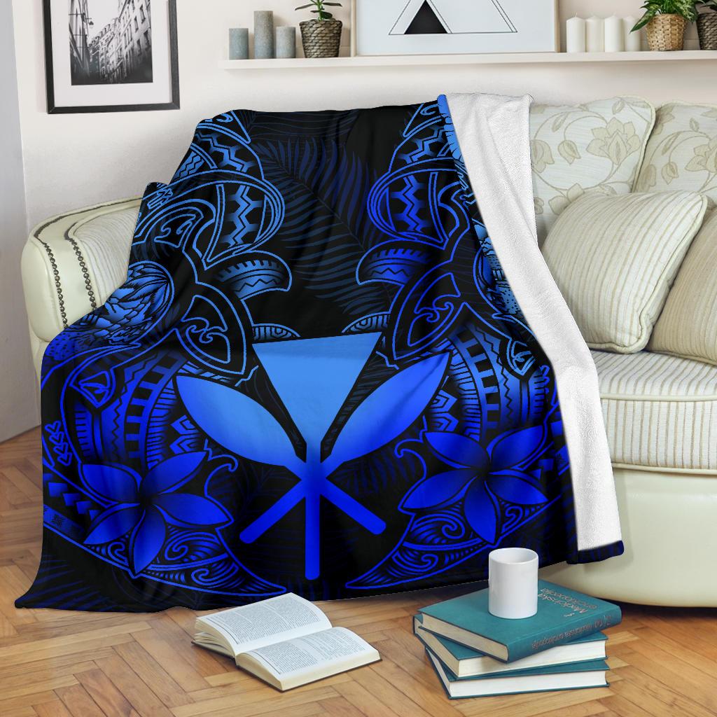 Polynesian Hawaii (Kanaka Maoli) Premium Blanket - Blue Turtle Homeland White - Polynesian Pride