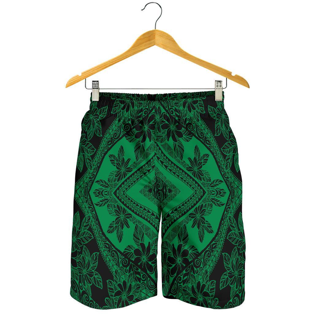 Polynesian Plumeria Mix Green Black Men's Short - Polynesian Pride
