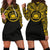 Samoa Women Hoodie Dress - Samoa Coat Of Arms Polynesian Gold Black Gold - Polynesian Pride