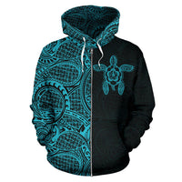 Turtle Hoodie Zip up Polynesian Half Style 03 - Polynesian Pride