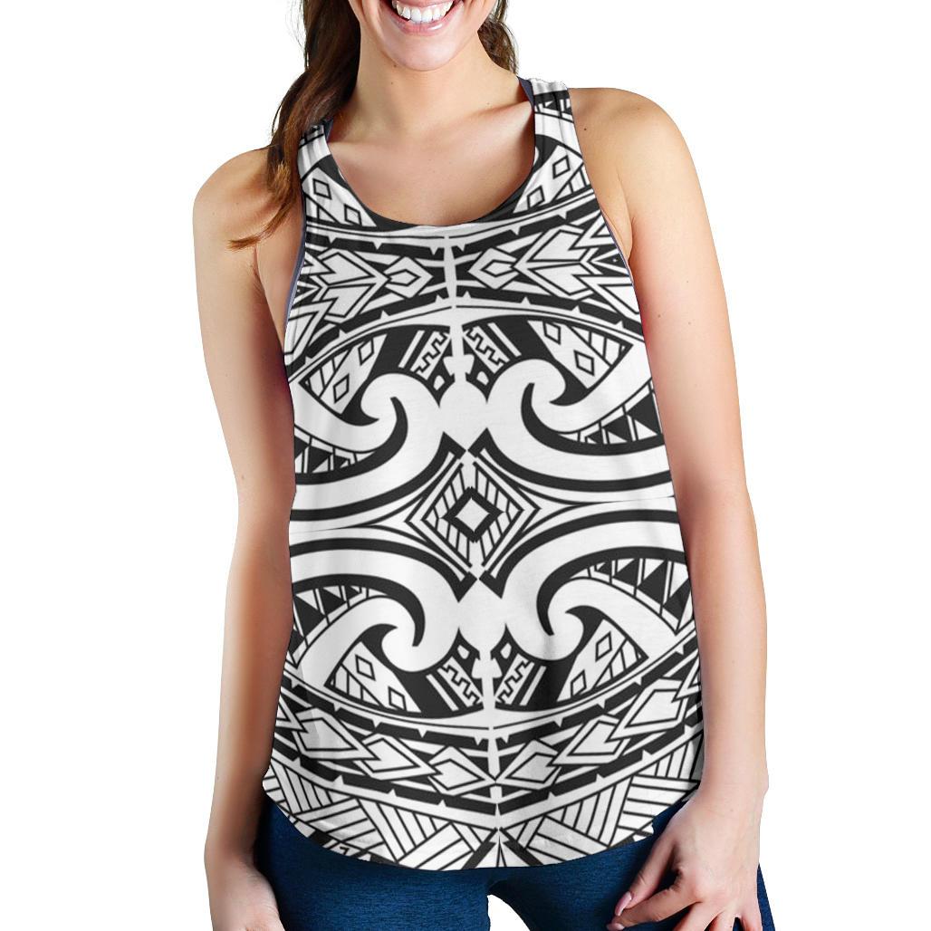 Polynesian Women Racerback Tank Top 18 Black-White - Polynesian Pride