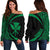 Kanaka Hawaii Map Green Polynesian Off Shoulder Sweater - Circle Style Green - Polynesian Pride