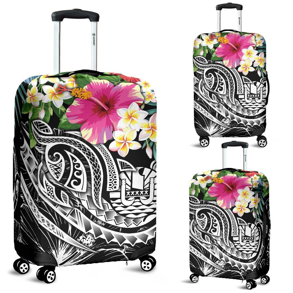 Tahiti Polynesian Luggage Covers - Summer Plumeria (Black) - Polynesian Pride